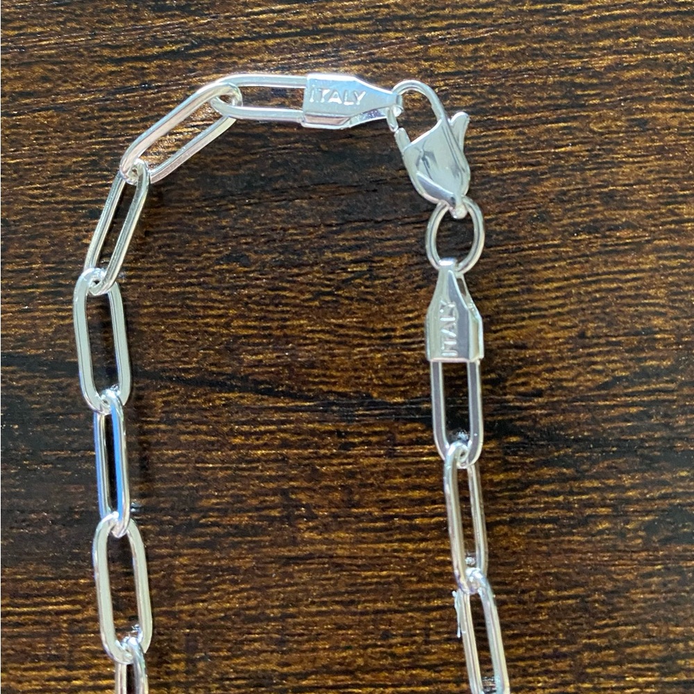 925 Italian Sterling Silver 4mm, 18 inch, Paperclip Chain Necklace - Picture 3 of 8